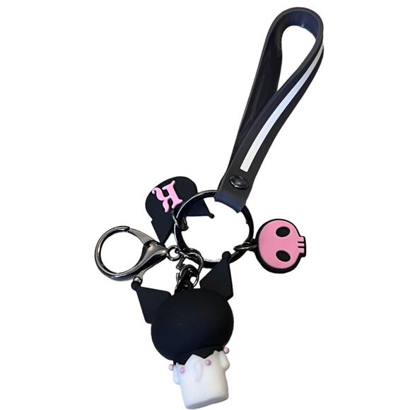 Hello Kitty Villain Kuromi Bag Charm Wristband Key Ring Wallet Purse Clip New - Picture 3 of 8
